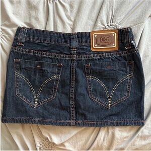 D&G Navy Denim Mini Skirt with Branded Patch